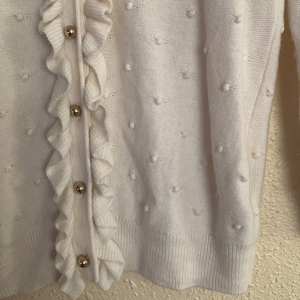 Kate Spade ♠️ Ruffle Pom Cardigan - Picture 6 of 15